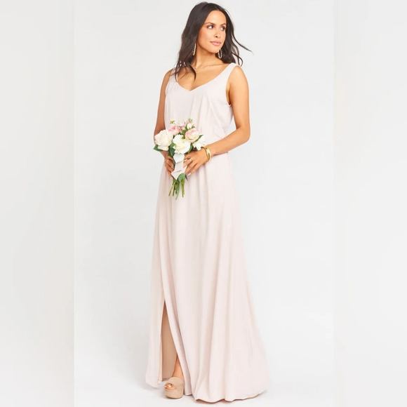 NEW Show Me Your MuMu Dusty Pink Grey Feminine Bridesmaid Maxi Dress Size Small - Picture 2 of 10